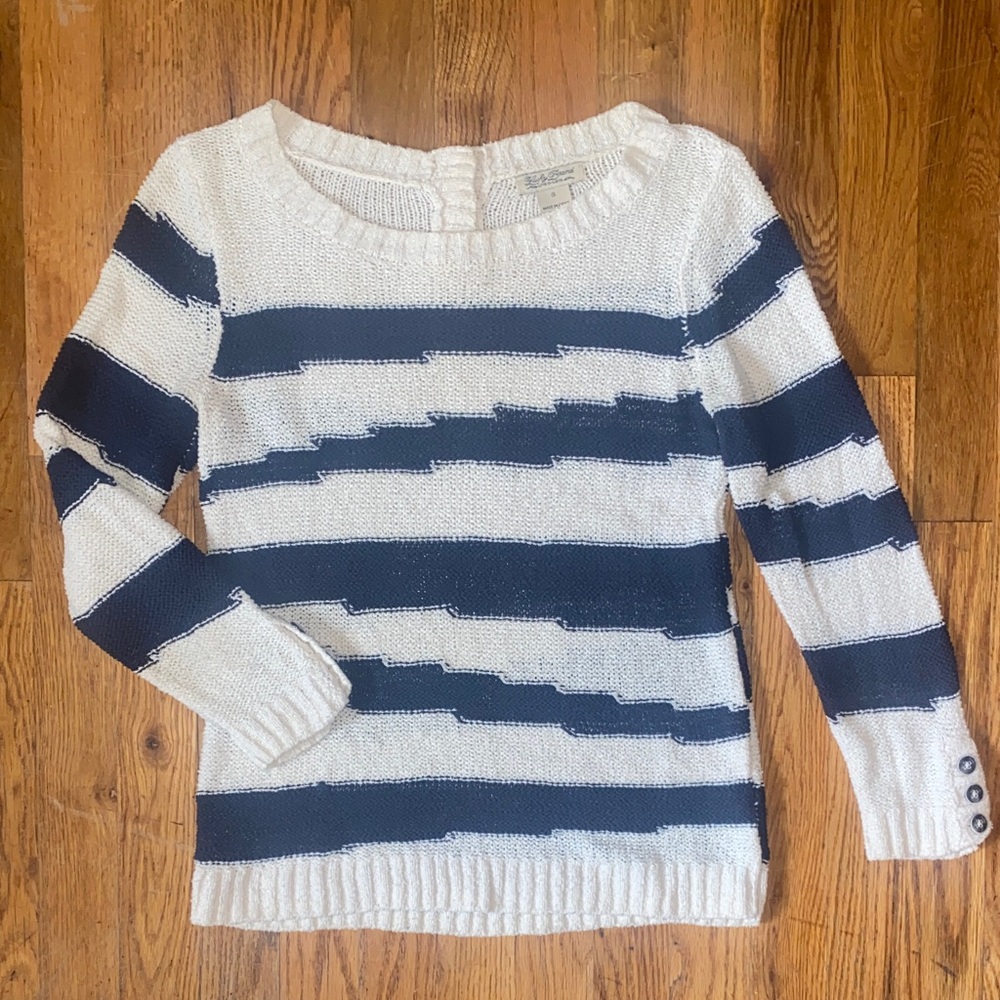 Lucky Brand Vintage Women’s Small Sweater  Navy Cream Striped